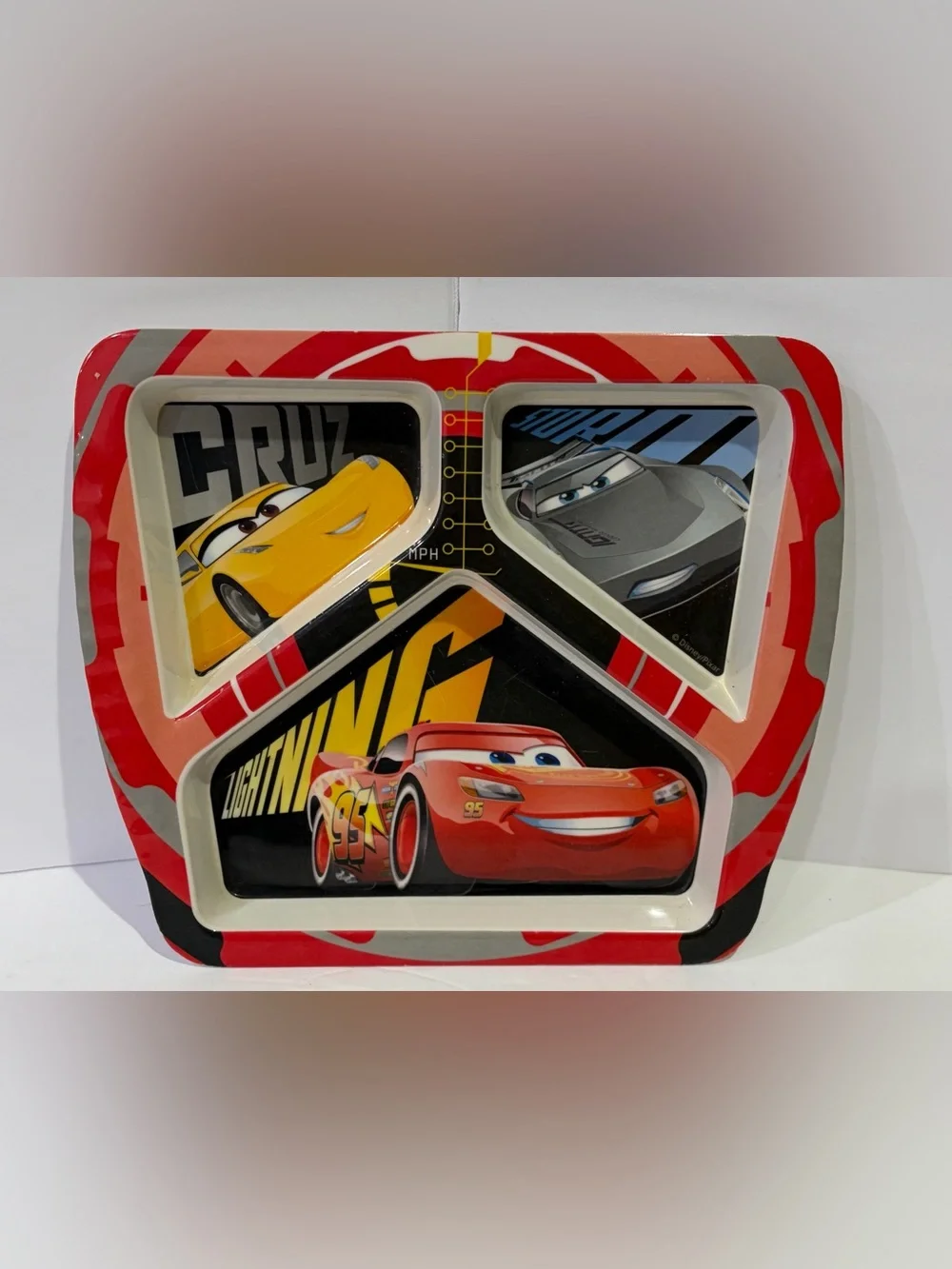 2017 Disney Pixar Cars 3 Lightning McQueen 3-Compartment Plate
